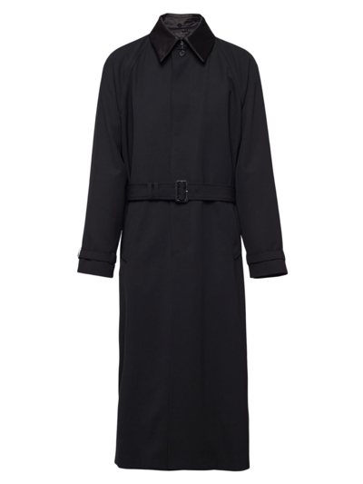 Shop Prada Men's Wool Overcoat In Black