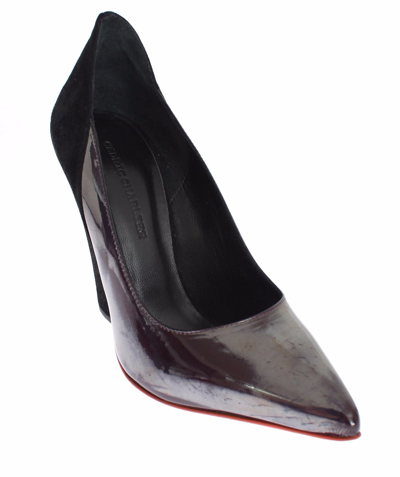 Shop Cedric Charlier Cédric Charlier Gray Black Leather Suede Heels Pumps Women's Shoes