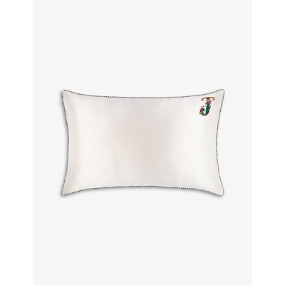 Shop Slip Queen Letter-embroidered Silk Pillowcase 51cm X 76cm In J