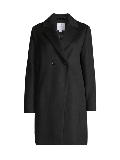 Shop Sam Edelman Women's Wool-blend Double-breasted Cutaway Coat In Black