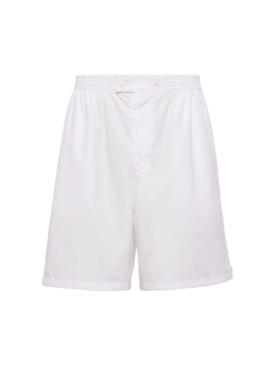 Shop Prada Men's Cotton Bermudas In White