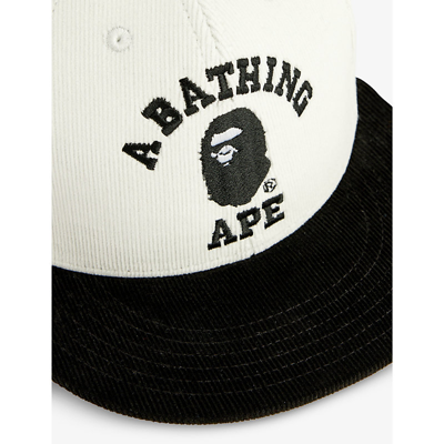 Shop A Bathing Ape Men's White Brand-embroidered Corduroy-textured Cotton-blend Baseball Cap