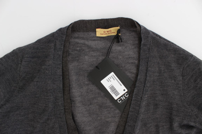 Shop Costume National Elegant Gray Wool Blend Cardigan Men's Sweater