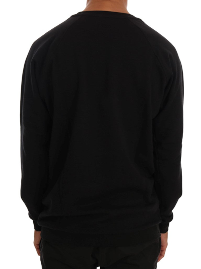 Shop Daniele Alessandrini Elegant Black Cotton Crewneck Men's Sweater