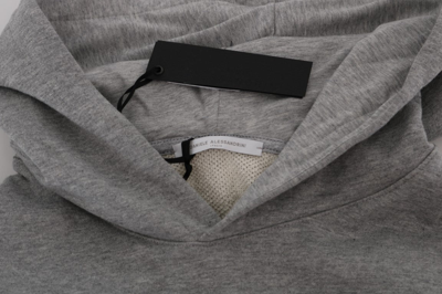 Shop Daniele Alessandrini Sophisticated Gray Cotton Hooded Men's Sweater