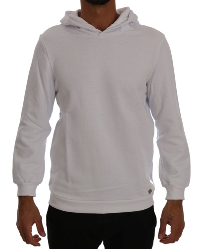 Shop Daniele Alessandrini Elegant White Cotton Hooded Men's Sweater