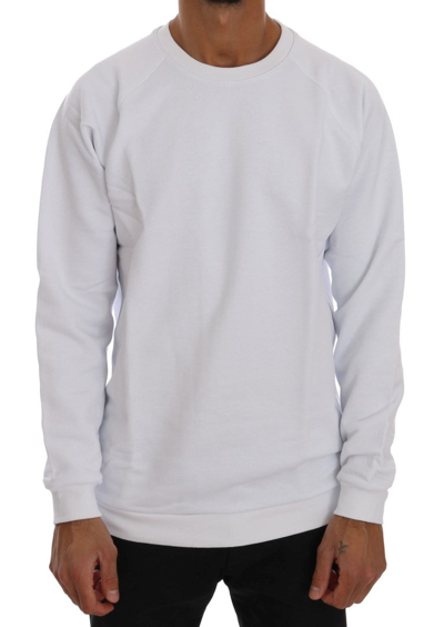 Shop Daniele Alessandrini Elegant White Crewneck Cotton Men's Sweater