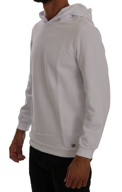 Shop Daniele Alessandrini Elegant White Cotton Hooded Men's Sweater