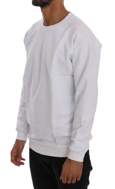 Shop Daniele Alessandrini White Crewneck Cotton Men's Sweater