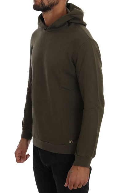 Shop Daniele Alessandrini Elegant Green Cotton Hooded Men's Sweater