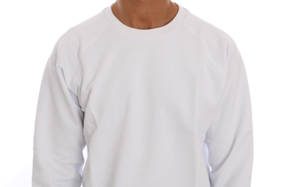 Shop Daniele Alessandrini Elegant White Crewneck Cotton Men's Sweater