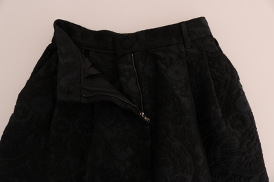 Shop Dolce & Gabbana Elegant Floral Brocade Dress Women's Shorts In Black