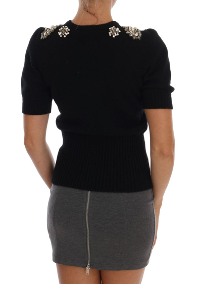 Shop Dolce & Gabbana Black Cashmere Crystal Cardigan Women's Sweater