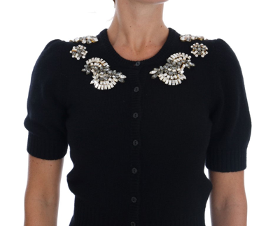 Shop Dolce & Gabbana Black Cashmere Crystal Cardigan Women's Sweater