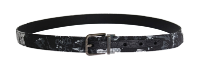 Shop Dolce & Gabbana Black Cayman Linen Leather Men's Belt