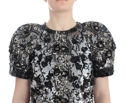 Shop Dolce & Gabbana Crystal Embellished Knight Inspired Women's Top In Silver