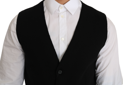 Shop Dolce & Gabbana Sleek Black Cotton Formal Men's Vest