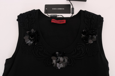 Shop Dolce & Gabbana Black Floral Sequined Cami Women's Blouse