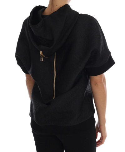 Shop Dolce & Gabbana Enchanted Brocade Crystal Hooded Women's Sweater In Black