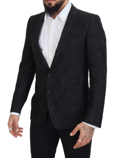 Shop Dolce & Gabbana Elegant Slim Fit Peak Lapel Men's Blazer In Black