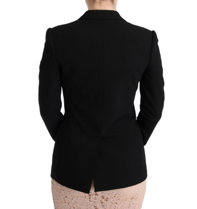 Shop Dolce & Gabbana Elegant Black Jacquard Slim Fit Women's Blazer