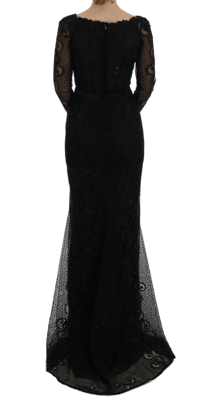 Shop Dolce & Gabbana Elegant Full Length Black Sheath Maxi Women's Dress