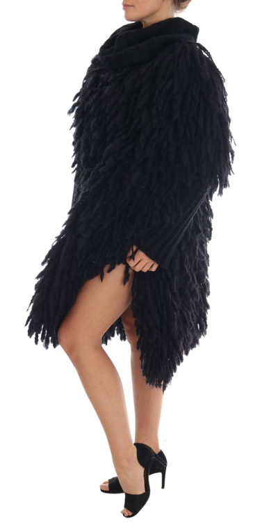 Shop Dolce & Gabbana Elegant Black Fringed Wool-cashmere Women's Sweater