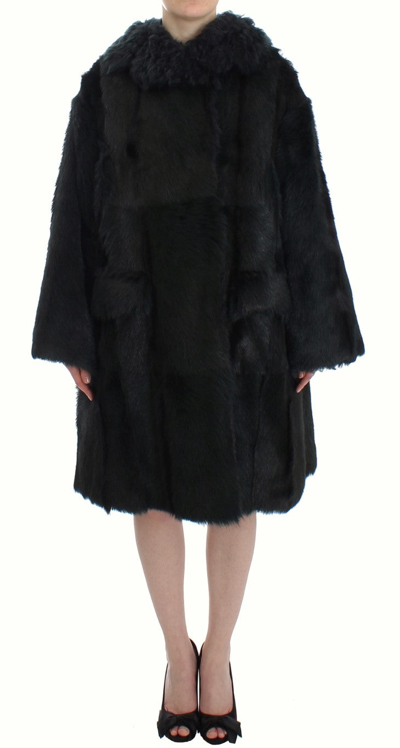 Shop Dolce & Gabbana Exquisite Shearling Coat Women's Jacket In Black