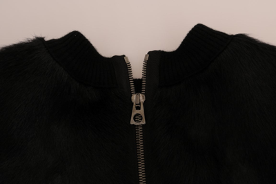 Shop Dolce & Gabbana Floral Brocade Black Fur Women's Sweater