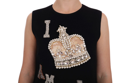 Shop Dolce & Gabbana Black Wool Crystal Princess Women's Dress