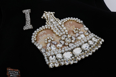 Shop Dolce & Gabbana Black Wool Crystal Princess Women's Dress