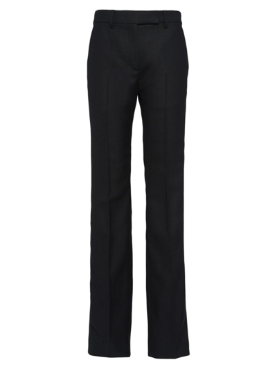 Shop Prada Women's Wool Pants In Black