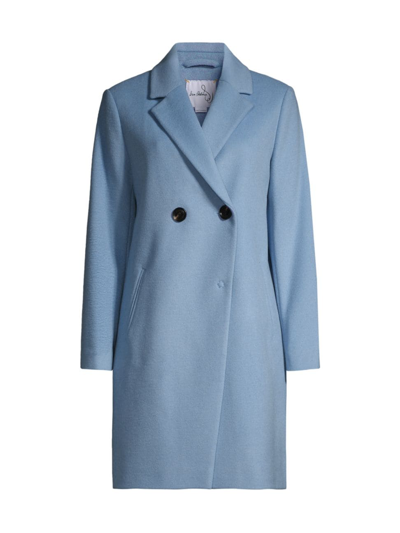 Shop Sam Edelman Women's Wool-blend Double-breasted Cutaway Coat In Sky Blue