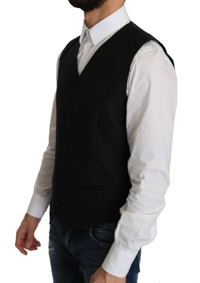 Shop Dolce & Gabbana Elegant Black Silk Blend Formal Men's Vest