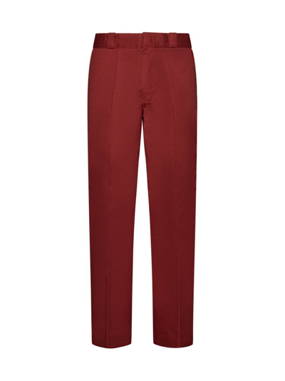 Shop Dickies Logo Patch Straight Leg Pants In Red