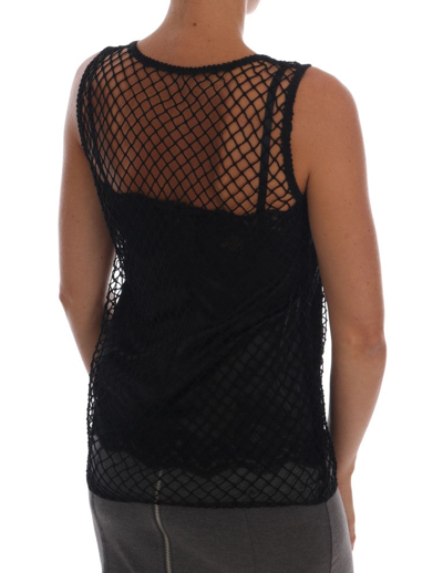 Shop Dolce & Gabbana Elegant Black Lace Sleeveless Cami Women's Blouse