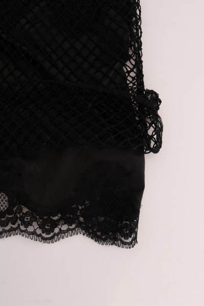 Shop Dolce & Gabbana Elegant Black Lace Sleeveless Cami Women's Blouse