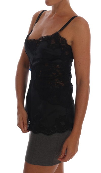 Shop Dolce & Gabbana Silk Blend Black Lace Top Dressing Women's Gown