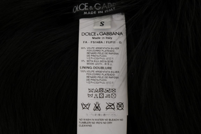 Shop Dolce & Gabbana Elegant Black Silver Fox Fur Women's Scarf
