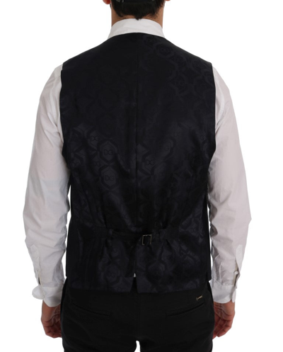 Shop Dolce & Gabbana Sleek Striped Wool Blend Waistcoat Men's Vest In Black
