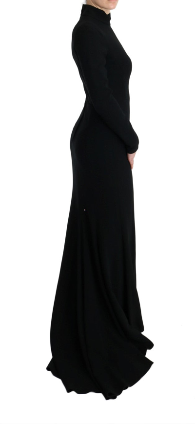 Shop Dolce & Gabbana Black Stretch Long Gown Sheath Women's Dress