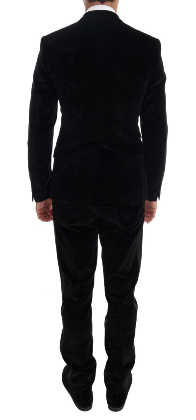 Shop Dolce & Gabbana Elegant Black Slim Fit Three-piece Men's Suit