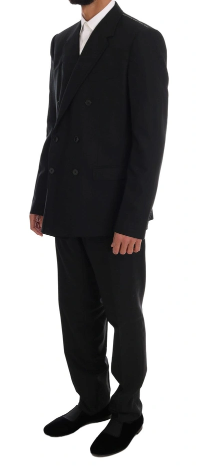 Shop Dolce & Gabbana Elegant Black Wool Three-piece Men's Suit