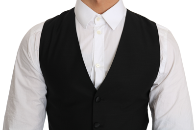 Shop Dolce & Gabbana Sleek Black Wool Blend Formal Men's Vest