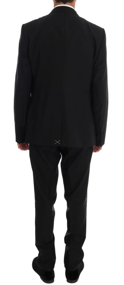 Shop Dolce & Gabbana Elegant Black Wool Three-piece Men's Suit