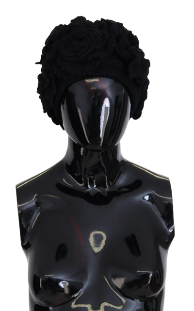 Shop Dolce & Gabbana Elegant Black Virgin Wool Beanie Women's Hat