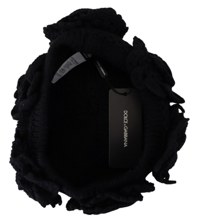 Shop Dolce & Gabbana Elegant Black Virgin Wool Beanie Women's Hat