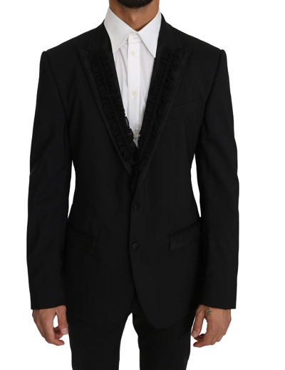 Shop Dolce & Gabbana Elegant Black Slim Fit Martini Blazer Men's Jacket