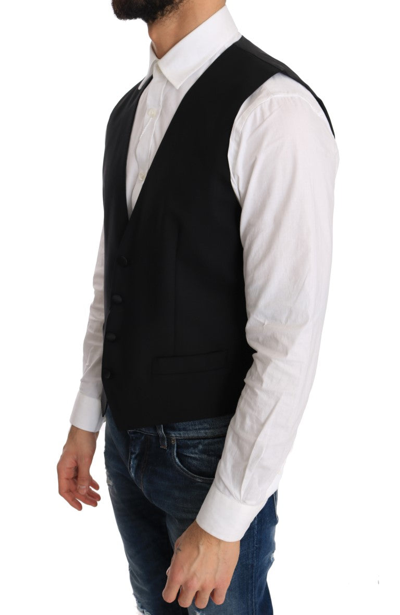 Shop Dolce & Gabbana Elegant Slim Fit Formal Vest In Men's Black