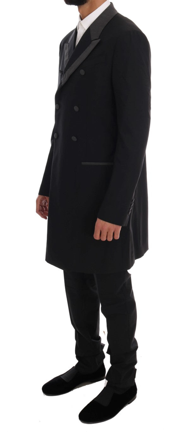 Shop Dolce & Gabbana Elegant Black Double Breasted Wool Men's Suit